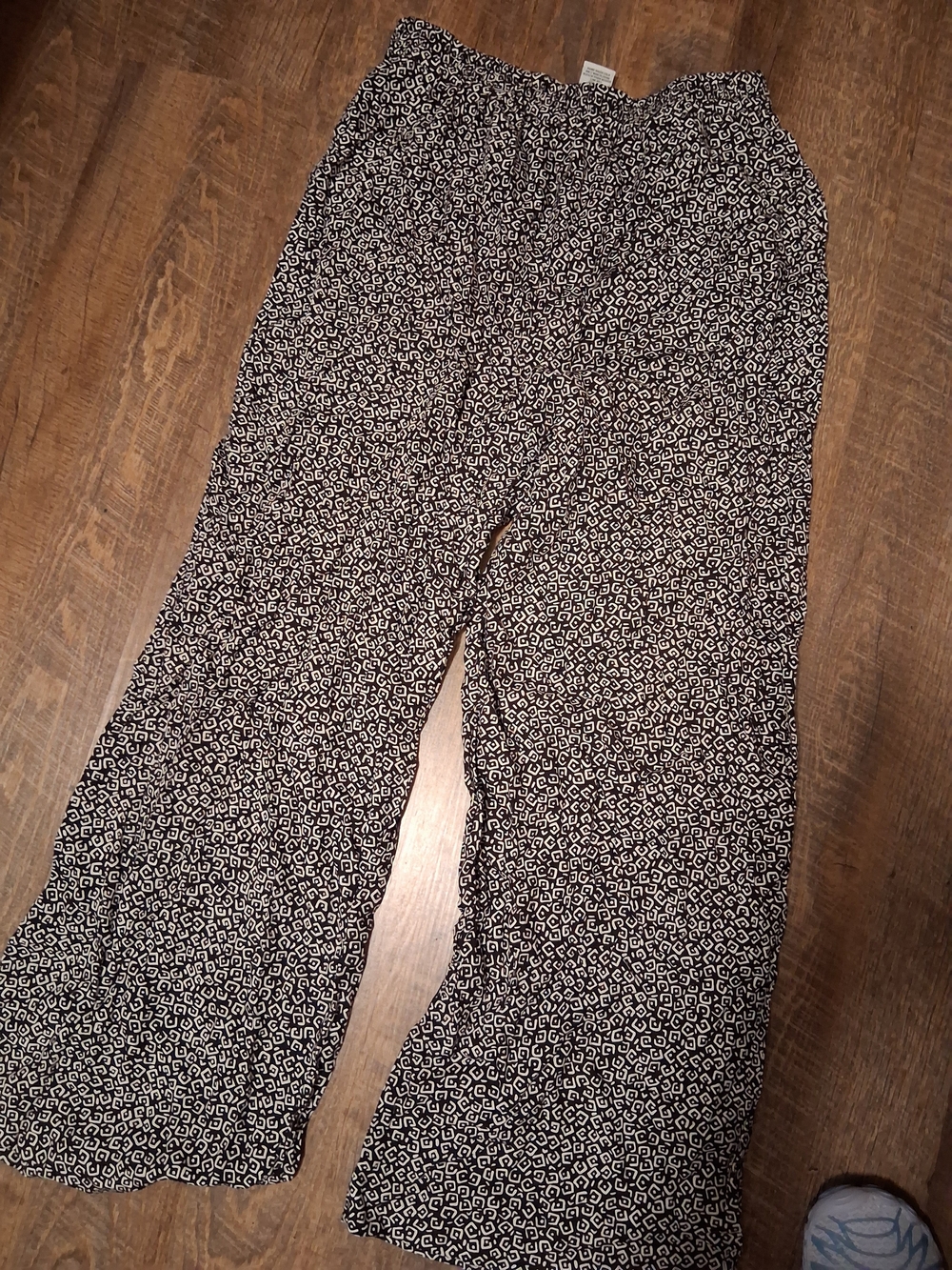 Talbots Black & White Wide-Leg Printed Pants